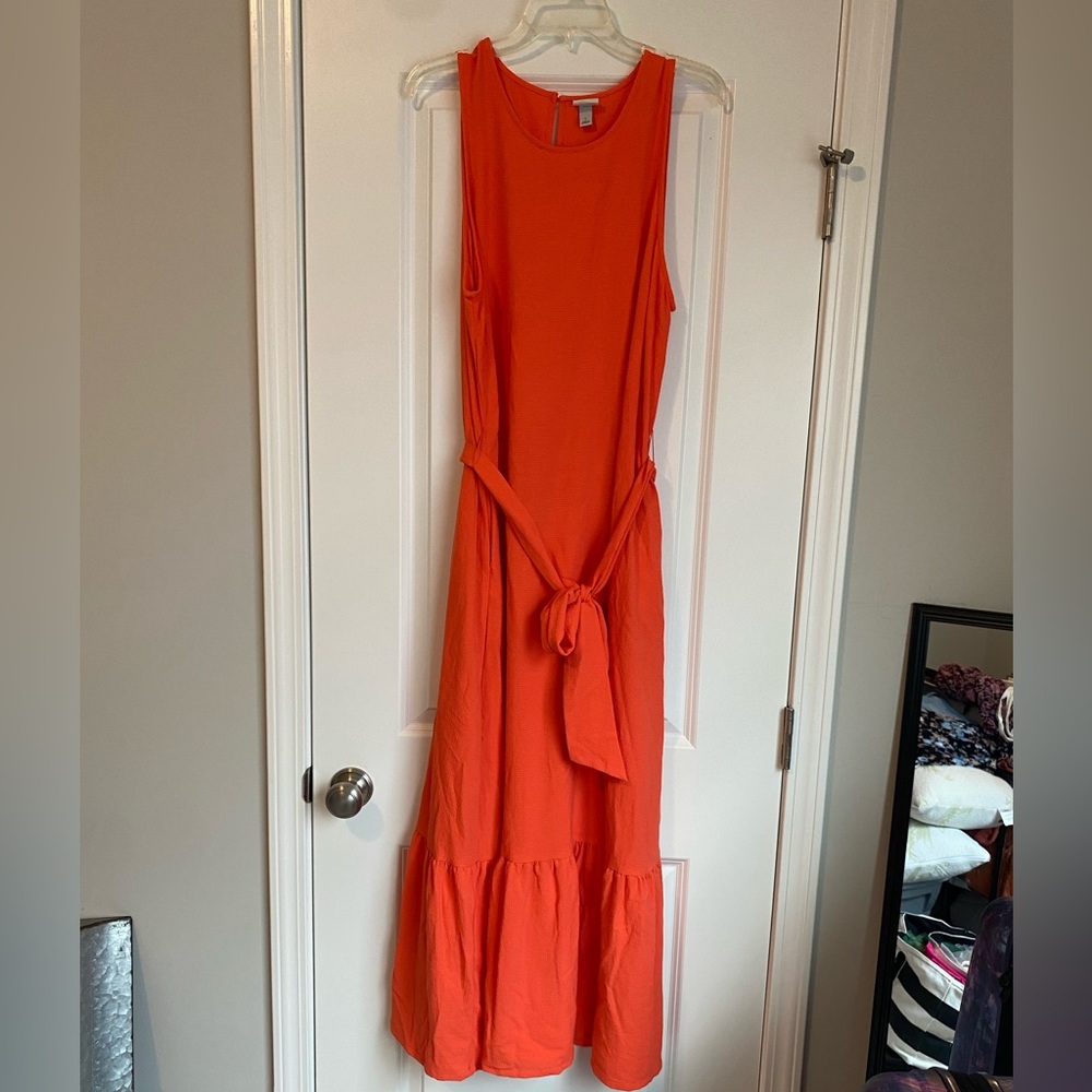 Coral Orange Sleeveless Maxi Dress